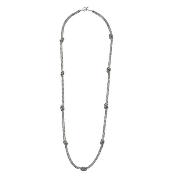 Lauren Ralph Lauren Knotted Chain Necklace Silver NEW - Picture 1 of 3
